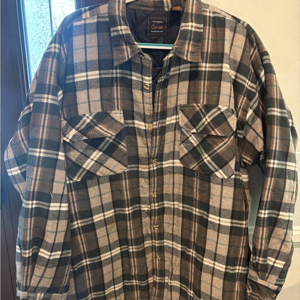 Croft & Barrow Brown Plaid Shirt Jacket